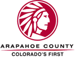 Logo of Arapahoe County, Colorado, featuring a profile of a Native American headdress and the text "Colorado's First."
