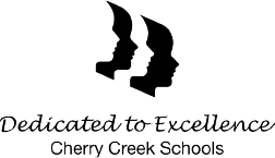 Silhouette of two faces, text: "Dedicated to Excellence, Cherry Creek Schools."