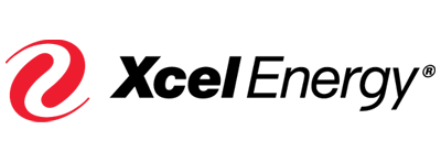 Logo of Xcel Energy with a red and black icon and text.