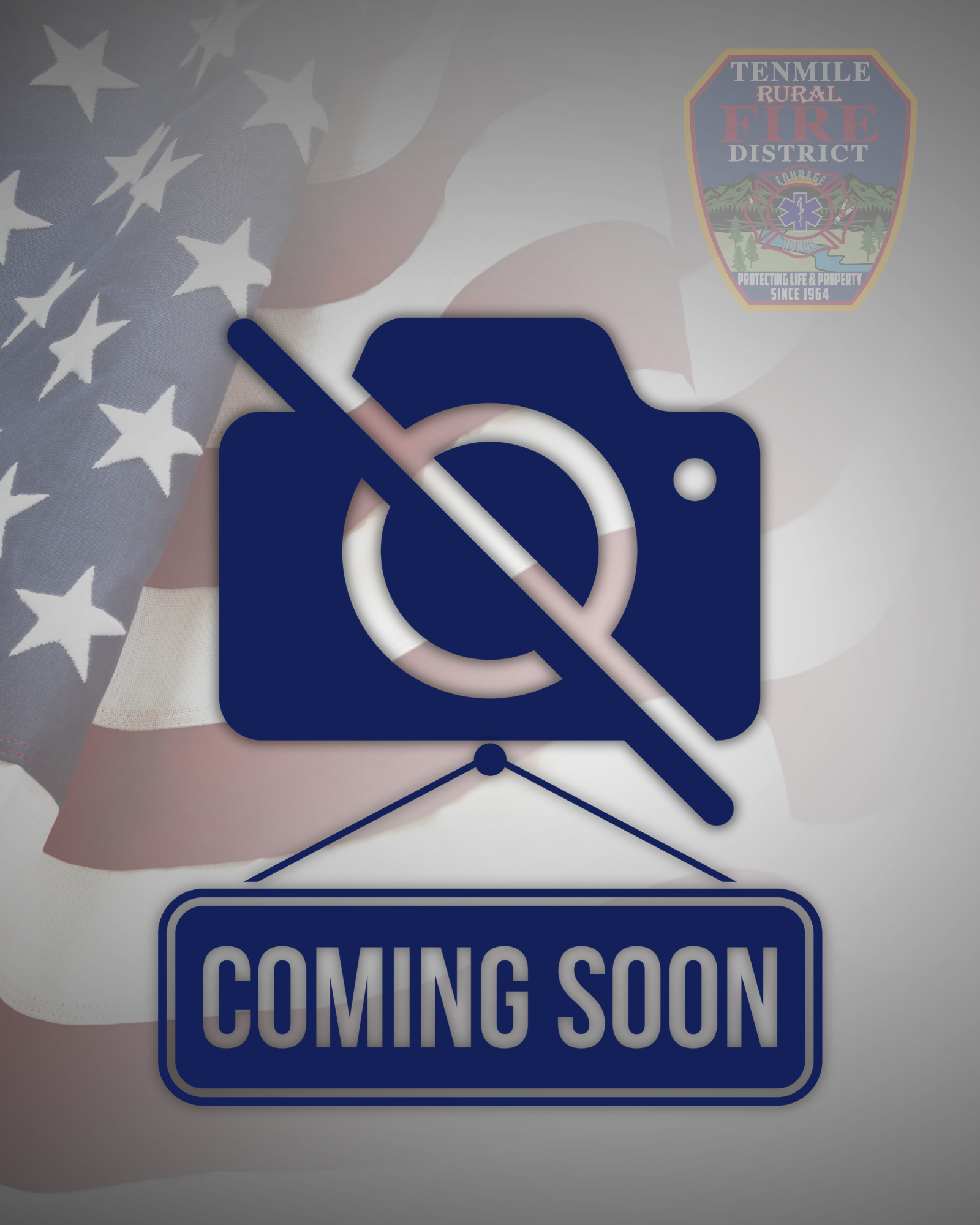 A teaser with a camera icon and "COMING SOON" sign over a U.S. flag background.