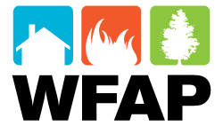 The image features a logo with three colored squares depicting a house, fire, and a tree, along with the acronym "WFAP."