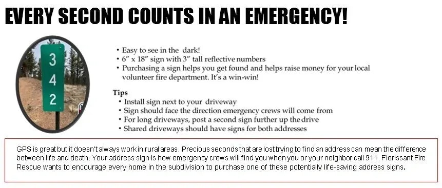 An advertisement for reflective address signs, emphasizing their importance for emergency situations in rural areas.