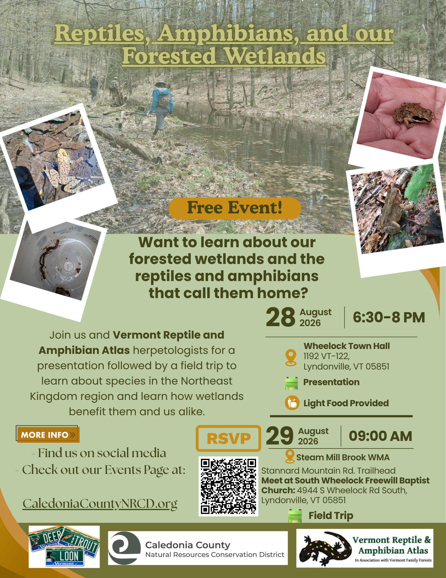 Free event ad on reptiles, amphibians, and wetlands