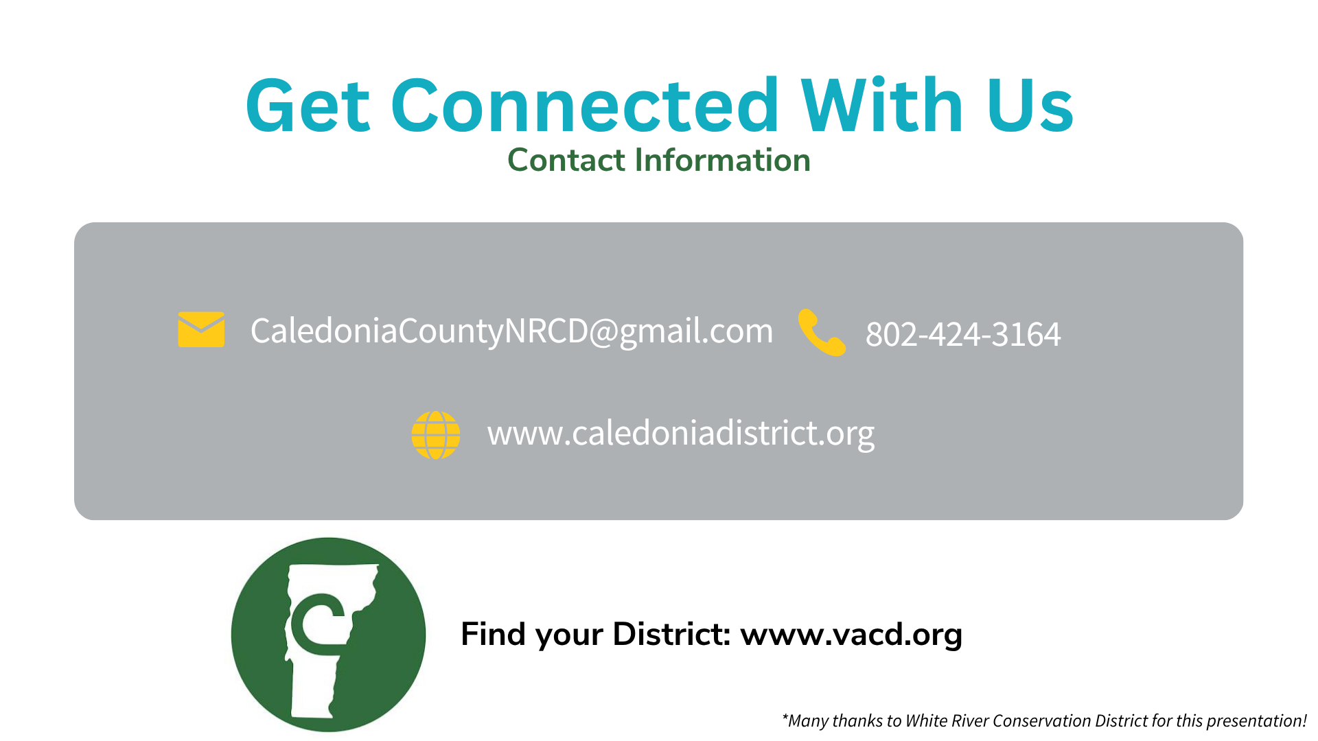 Contact info for Caledonia District: email, phone, website. Find more at vacd.org.