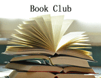 A stack of open books with "Book Club" written above.