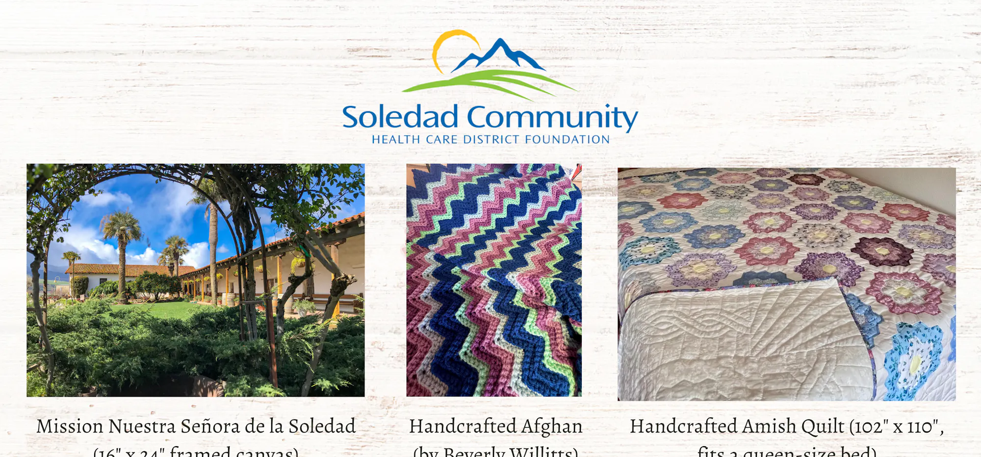Letter from Foundation Board President Jo Ann Moline about the 2026 Mother’s Day Amish Quilt Fundraiser, explaining that proceeds support local student scholarships, describing the raffle items, sharing community impact, and providing ticket pricing, donation details, and drawing information.