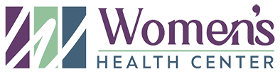 A logo for "Women's Health Center" with stylized elements and text.