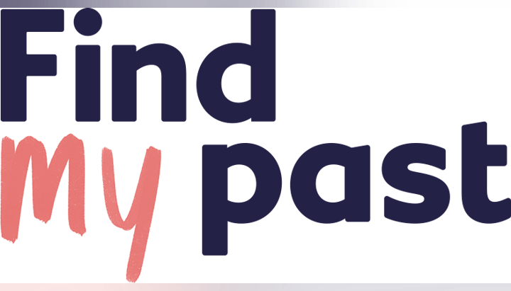 The text "Find my past" in a stylized font, with "my" in a different color.