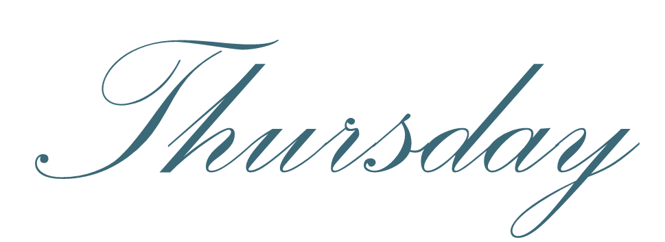 The word "Thursday" in elegant cursive script.