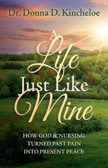 It's a book cover with a title and scenic countryside at sunrise/sunset.