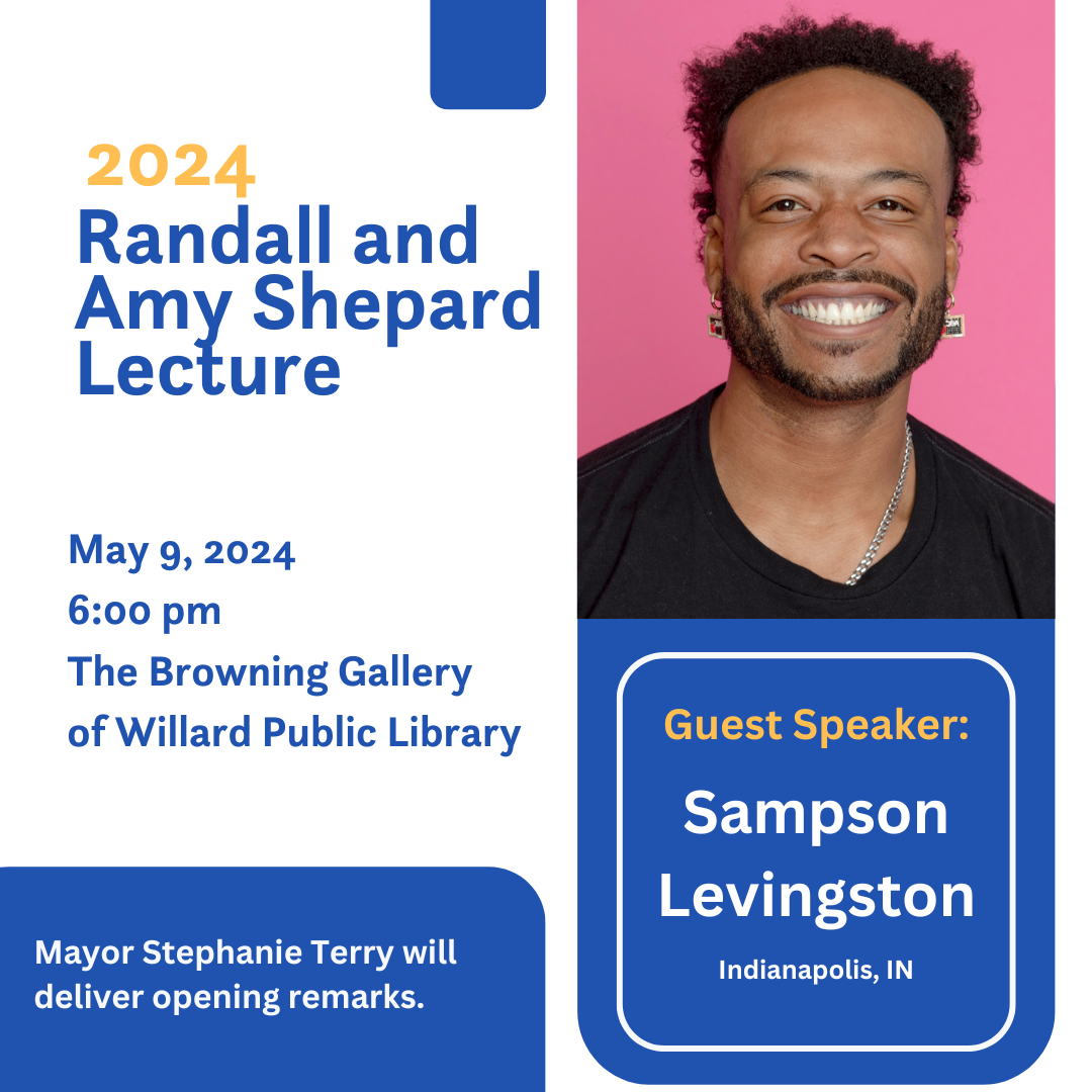 2024 lecture event flyer featuring a smiling man, details about the date, location, and guest speaker Sampson Levingston.
