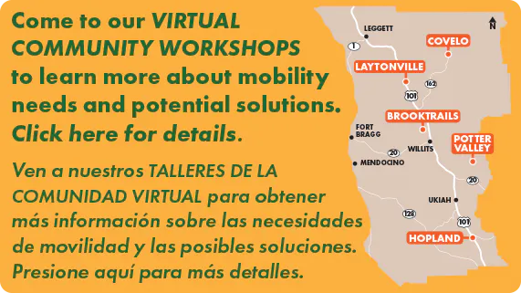 Virtual community workshops about mobility needs and solutions. Bilingual info provided. Check for details!