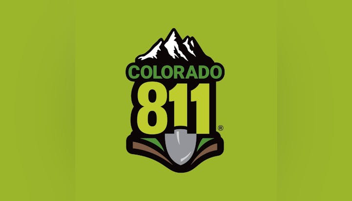 Logo with "COLORADO 811", mountains, a shovel, and green background.