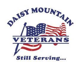 A logo with the American flag and the text "Daisy Mountain Veterans Still Serving".