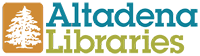 Altadena Libraries logo with a tree symbol and text.