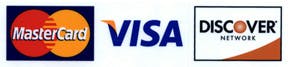 Credit card logos: Mastercard, Visa, Discover
