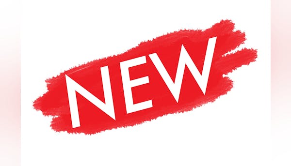 Bold white text "NEW" on a red brushstroke background.