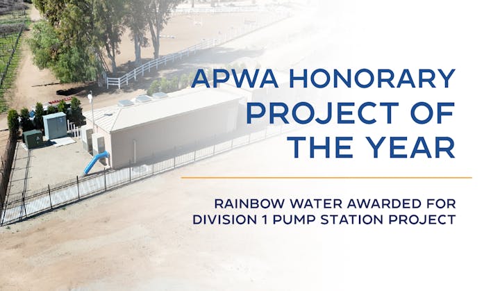 Aerial view of a building; APWA Honorary Project of the Year awarded to Rainbow Water for Division 1 Pump Station Project.