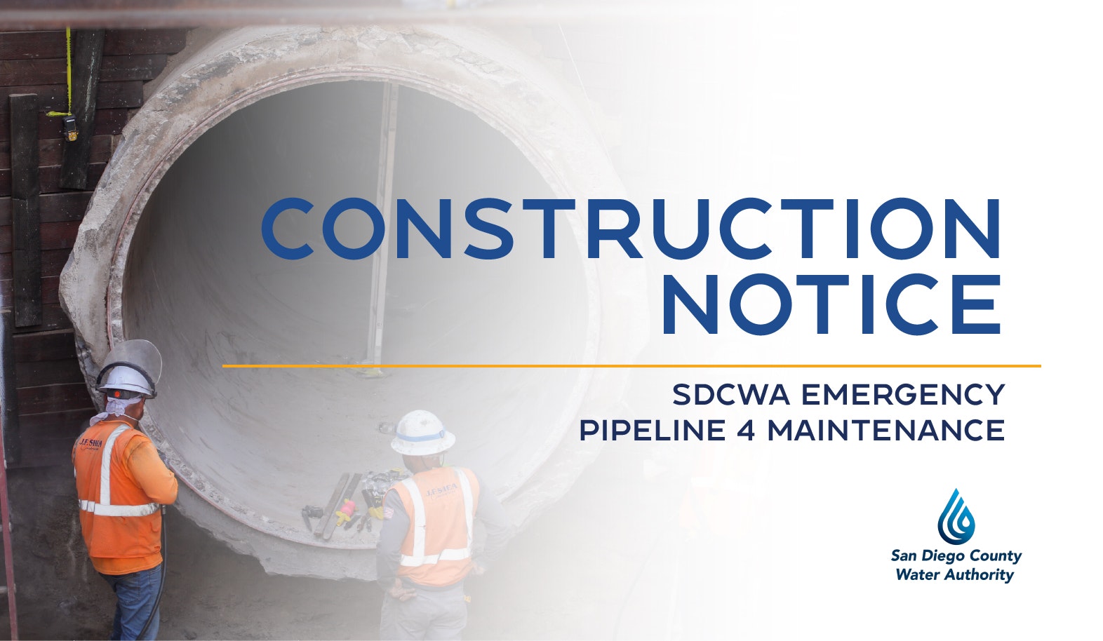 Construction Notice for SDCWA Pipeline 4 Maintenance by San Diego County Water Authority.