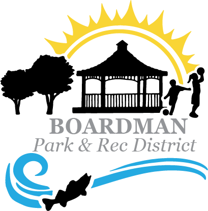 Logo of Boardman Park & Rec District with stylized sun and wave symbols.