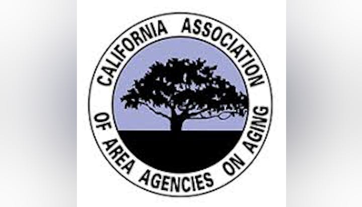 Logo of the California Association of Area Agencies on Aging featuring a tree silhouette and text.