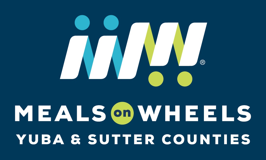 The image features the logo for Meals on Wheels serving Yuba and Sutter Counties. It includes vibrant colors and a modern design.