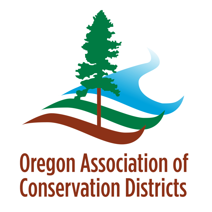 Logo featuring a tree, river, and landscape with text: "Oregon Association of Conservation Districts."