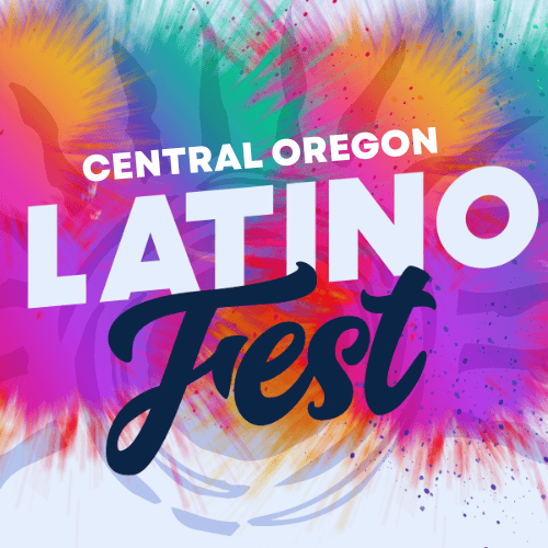A colorful graphic promoting "Central Oregon Latino Fest."