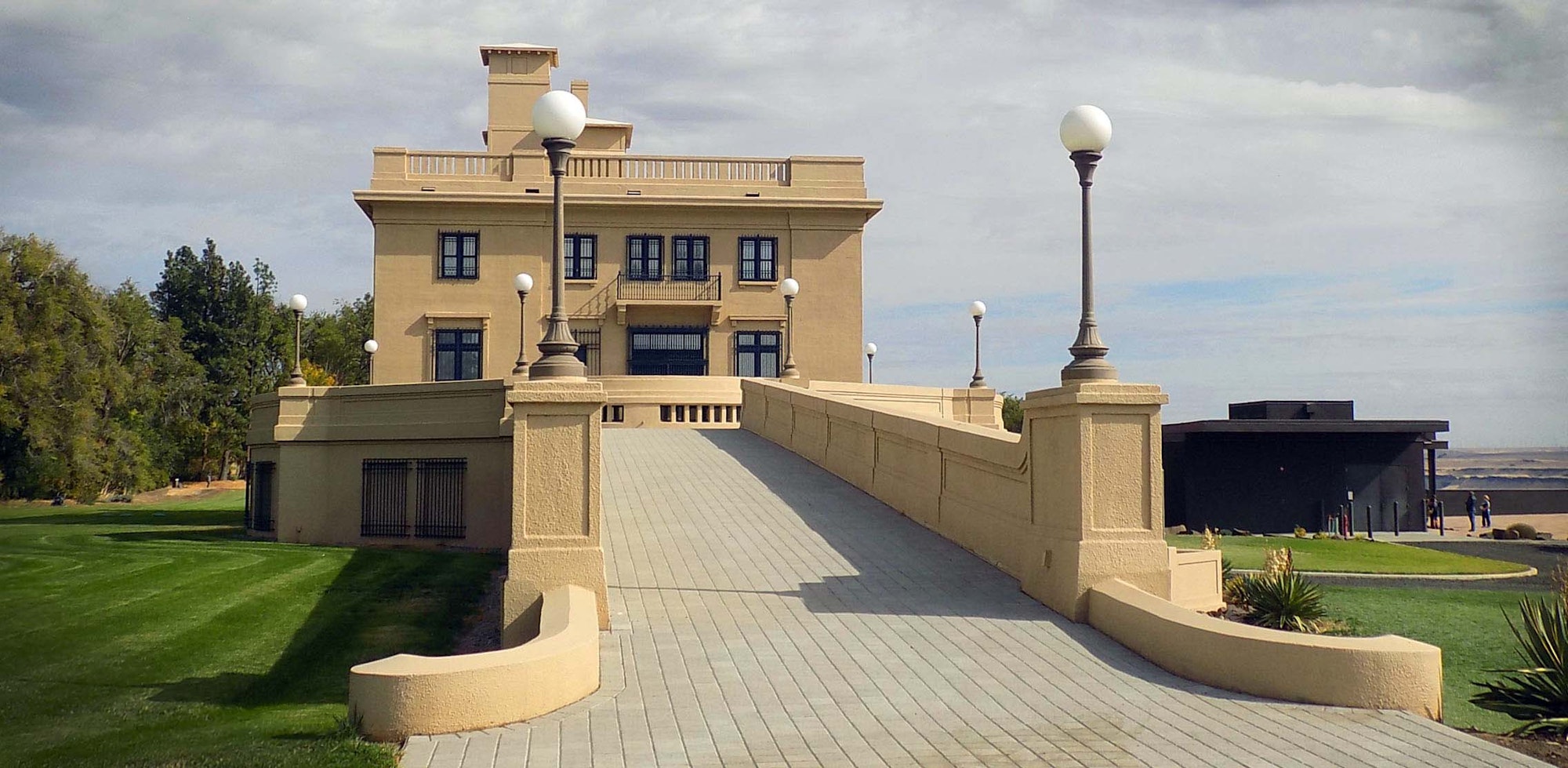 photo of a building with a large walkway