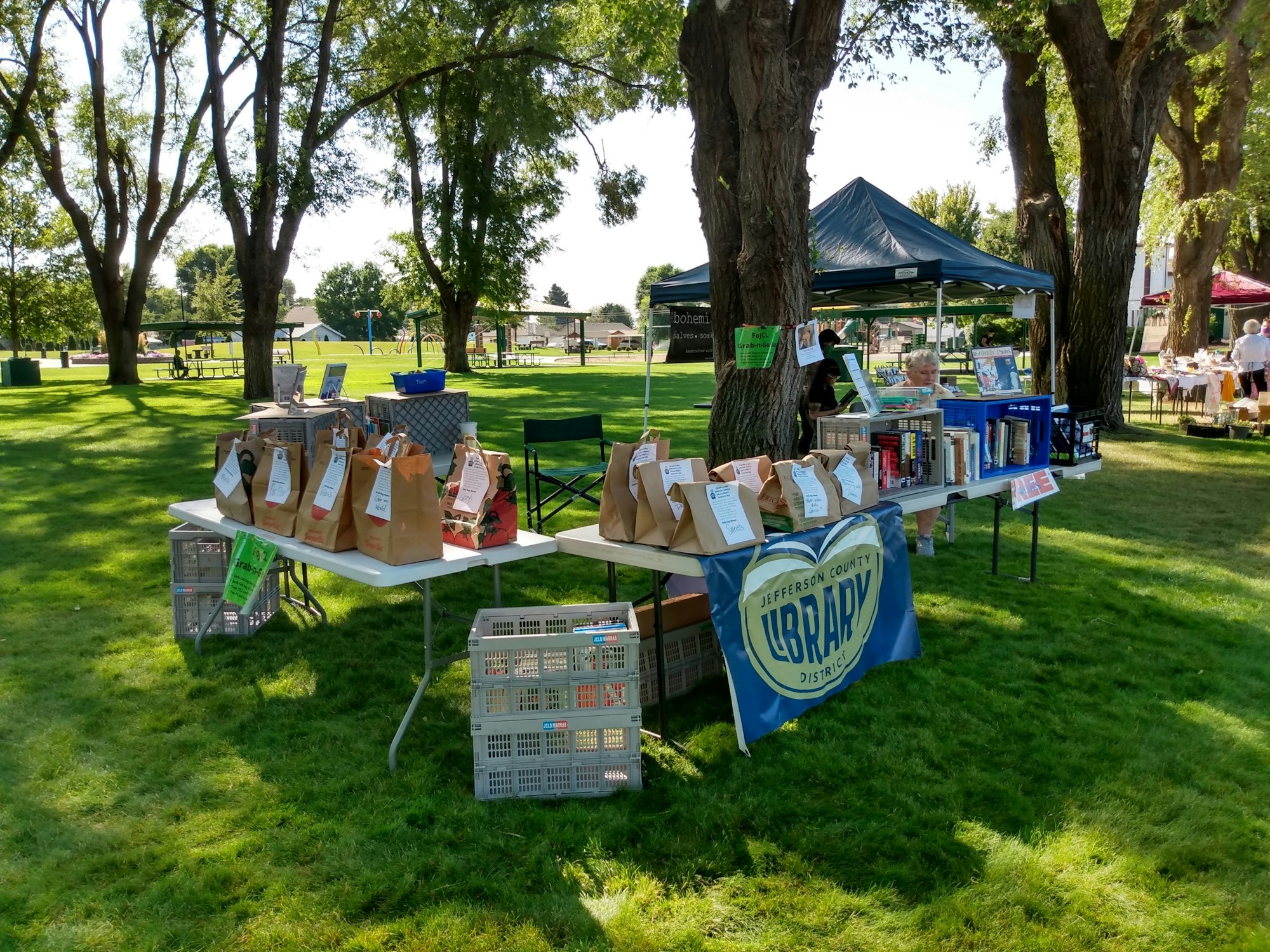 Picture of the Library's Saturday Market setup.