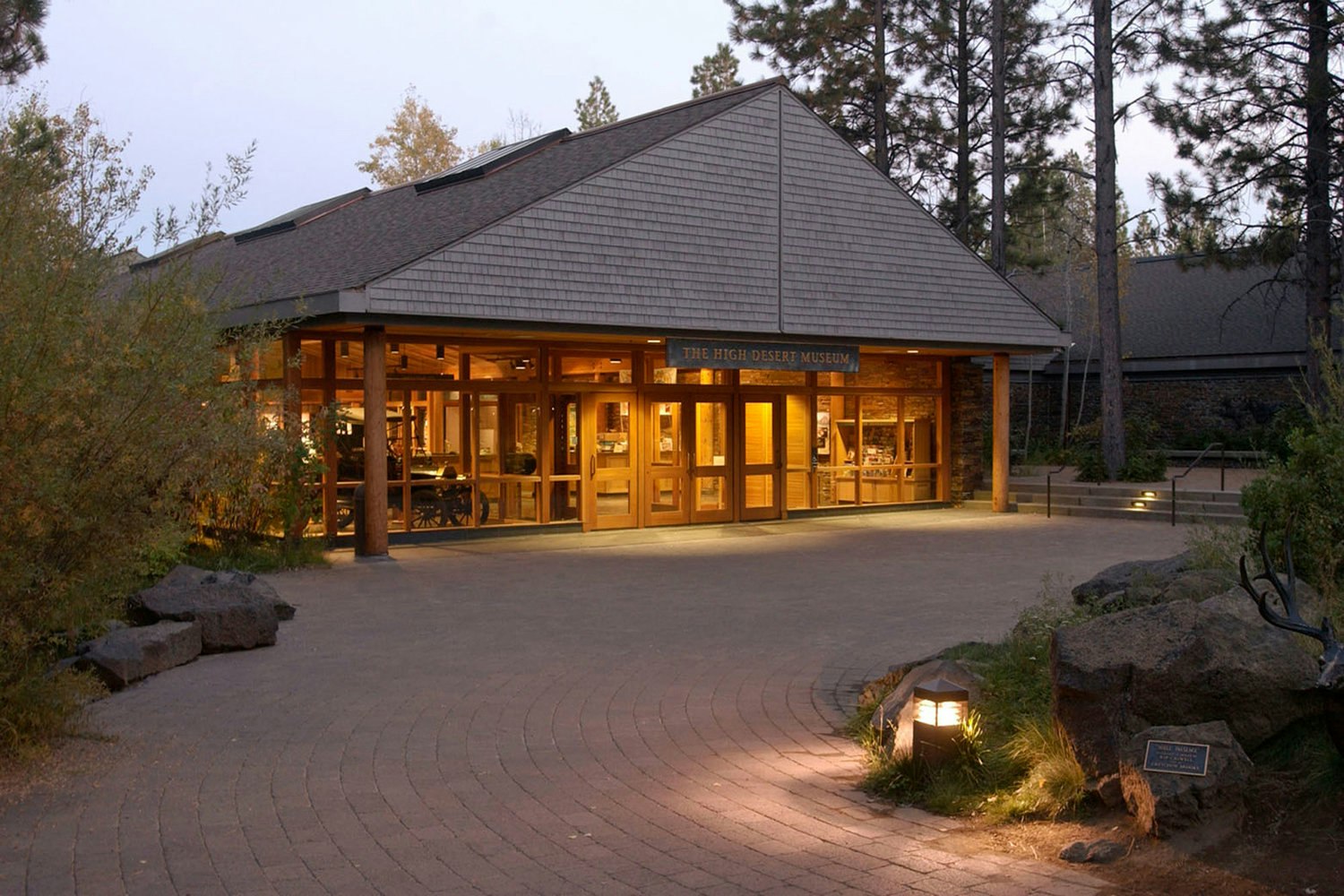 Photo of a building in the evening