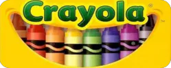 The image features a Crayola crayon box with various colored crayons, prominently displaying the Crayola logo.