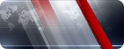 A graphic with a world map backdrop and abstract red and grey design elements, likely from a news broadcast.