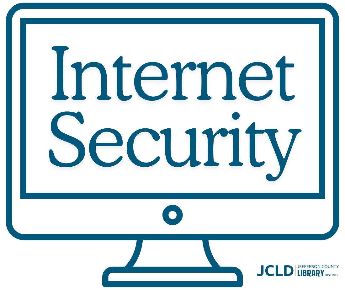 Computer icon with "Internet Security" text; JCLD Jefferson County Library District logo.
