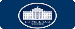 The image features the official logo of The White House in Washington, showcasing its iconic architecture.