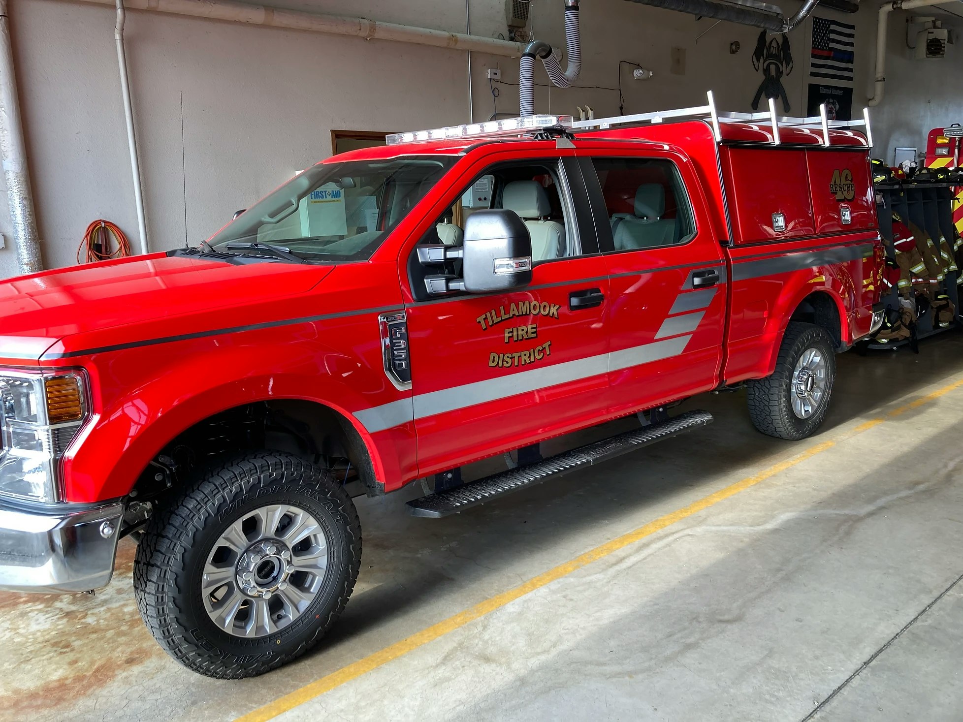 red Truck with canopy