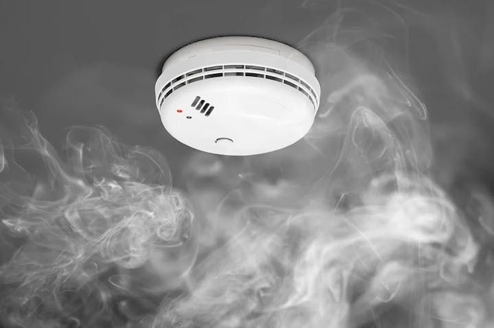 smoke detector with clouds of smoke