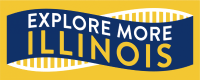 A graphic with text "Explore More Illinois" on a yellow and blue background.
