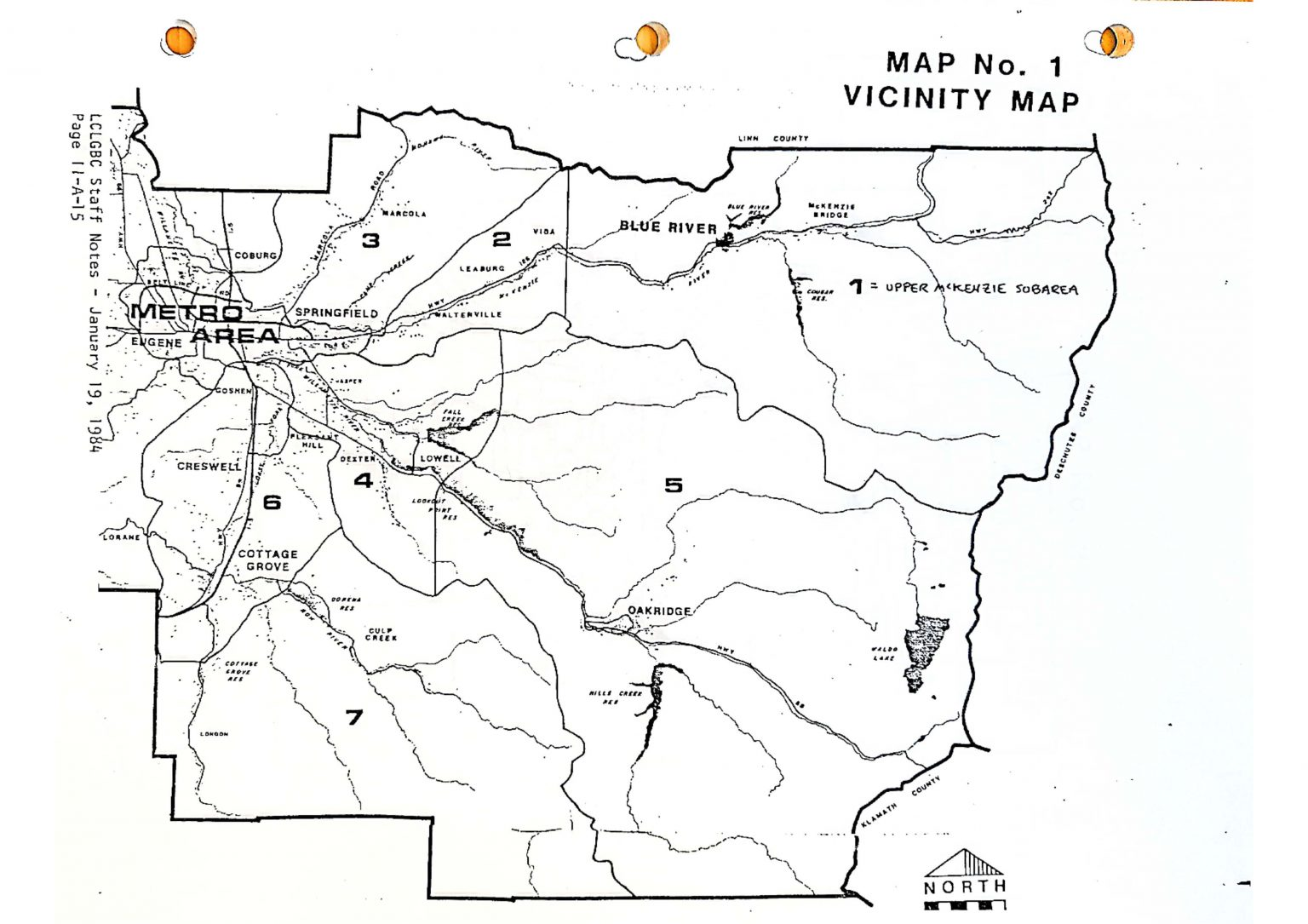 A black and white vicinity map showing regions, towns, and geographical features, labeled "MAP No. 1."