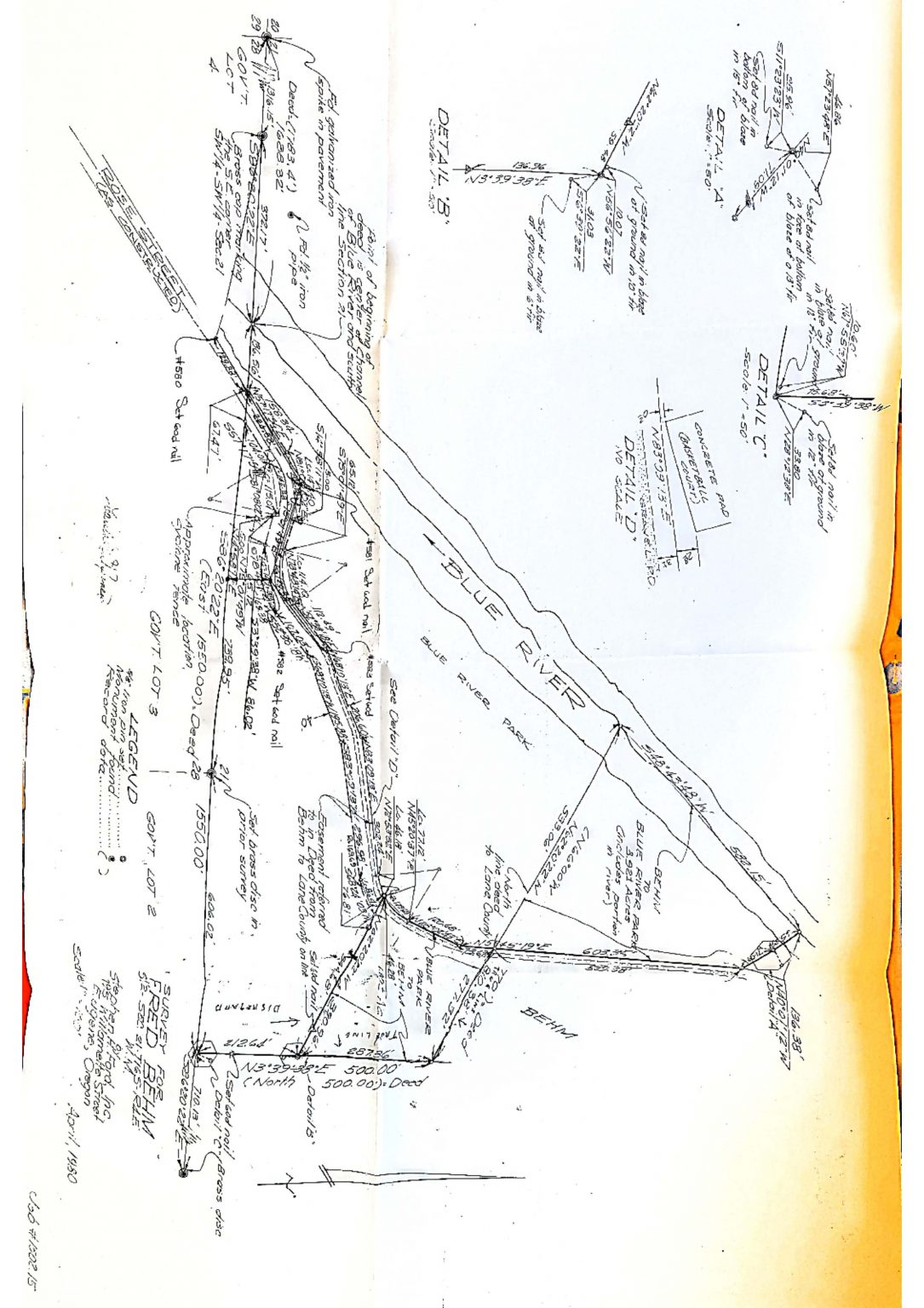 This is a rotated, hand-drawn sketch or map with annotations, featuring some form of planning or diagramming, and labeled "Blue River."