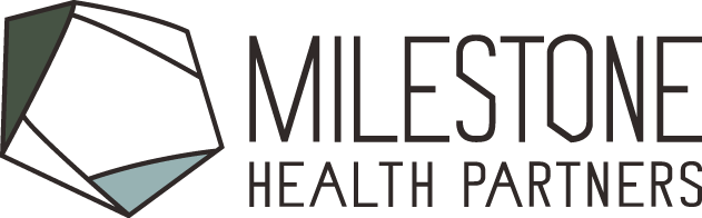 The image features a logo for "Milestone Health Partners," incorporating geometric shapes and a modern design.