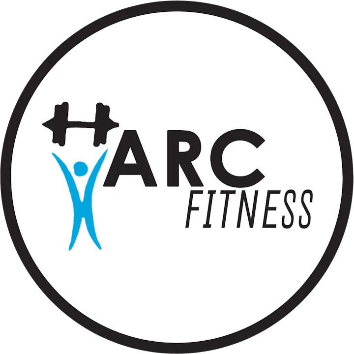 Logo of "ARC FITNESS" with a stylized person lifting a barbell over their head.