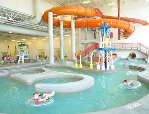 pool and waterslide