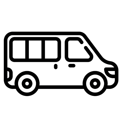 A line drawing of a van.