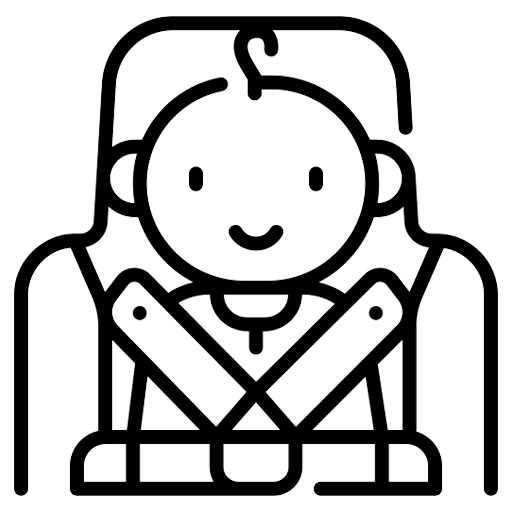 Line drawing of a person with headphones, smiling, wearing a casual outfit with a jacket.