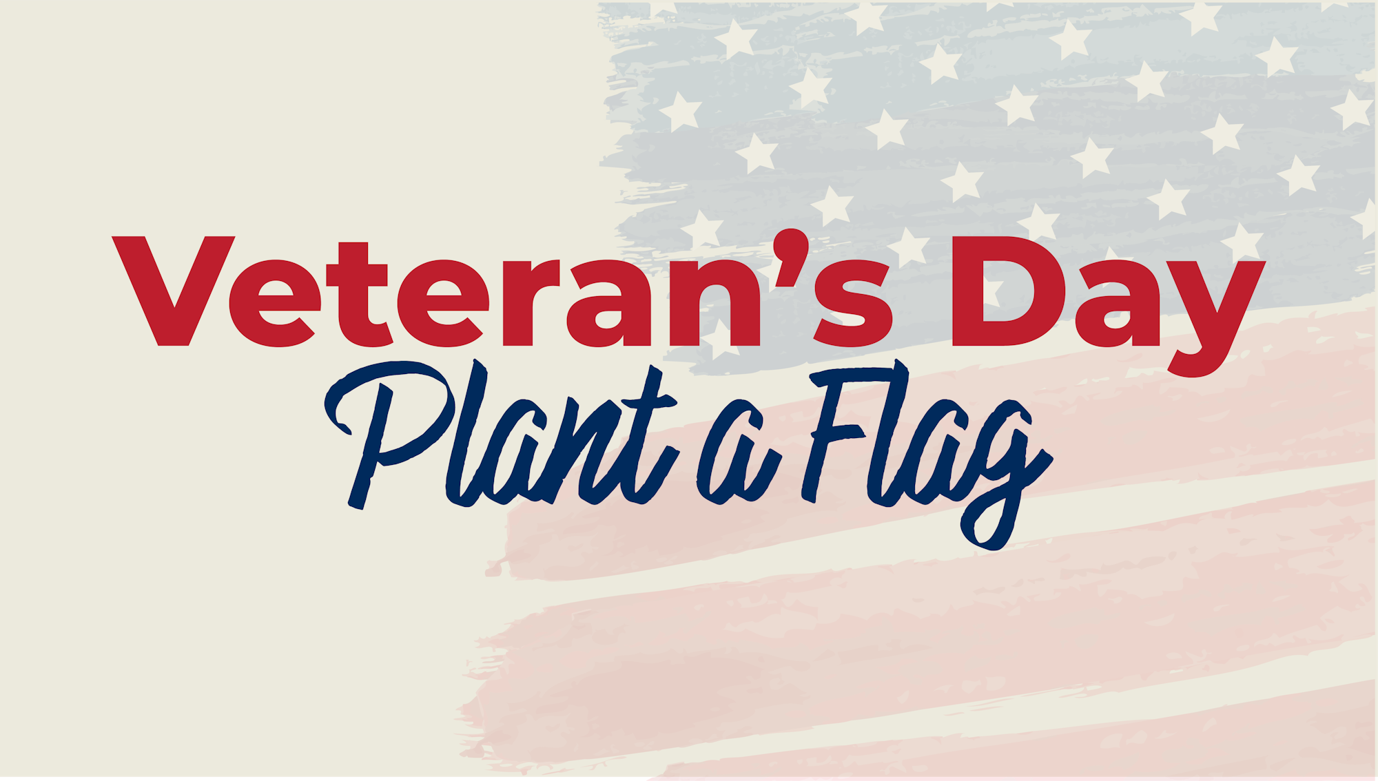 Veteran's Day message with stylized US flag background.