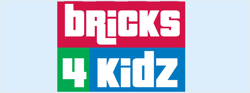 The image features a logo for "Bricks 4 Kidz," an organization focused on educational activities with LEGO bricks for children.
