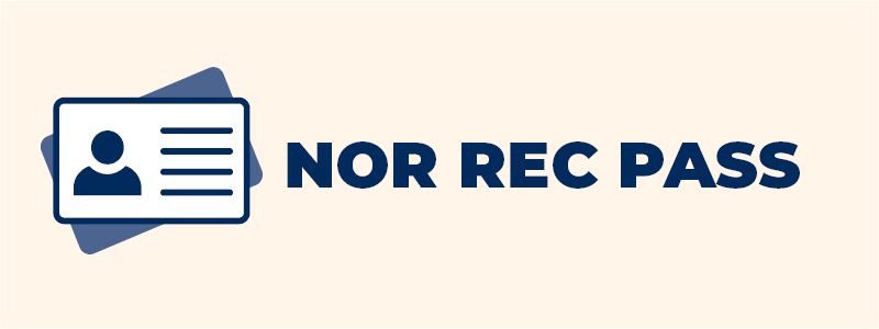 The image displays a graphic featuring a card icon with the text "NOR REC PASS."