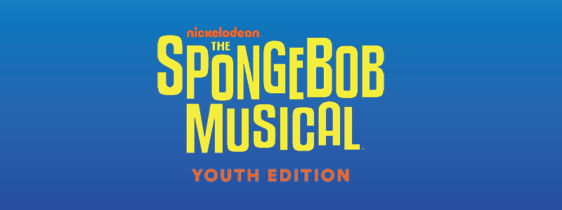 The image features the title "The SpongeBob Musical: Youth Edition" from Nickelodeon, set against a gradient blue background.