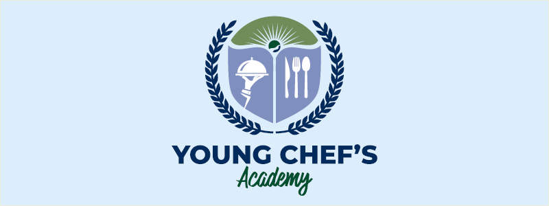 The image features the logo of Young Chef's Academy, highlighting culinary themes with a playful design.